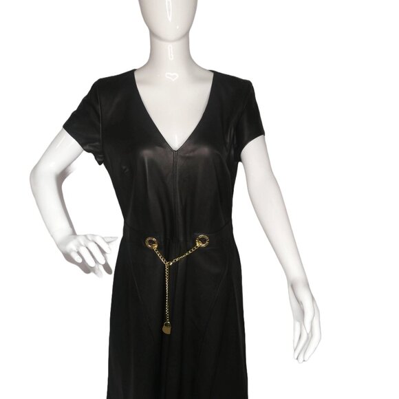 Ralph Lauren Dresses & Skirts - AUTHENTIC Ralph Lauren Black and Gold Geninue Leather Dress